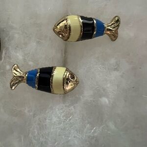 ♠️Kate Spade Gold and Blue Fish Earrings- NWOT